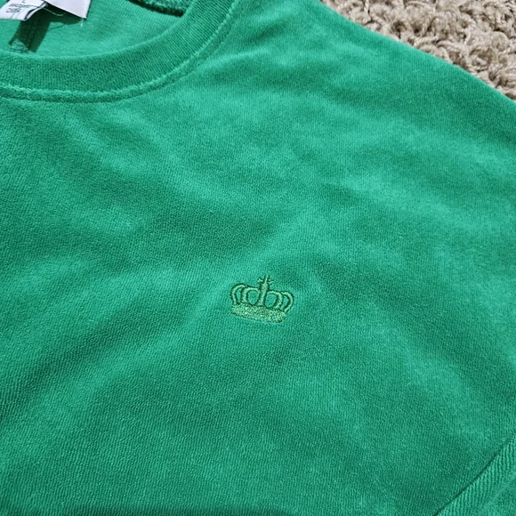 NWT Juicy Couture Top Terrycloth Crewneck Green Cropped Large - Picture 6 of 9